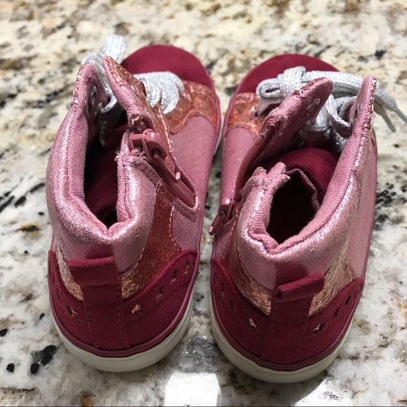 Pink Rose Gold Glitter & Burgundy Suede - Picture 3 of 4